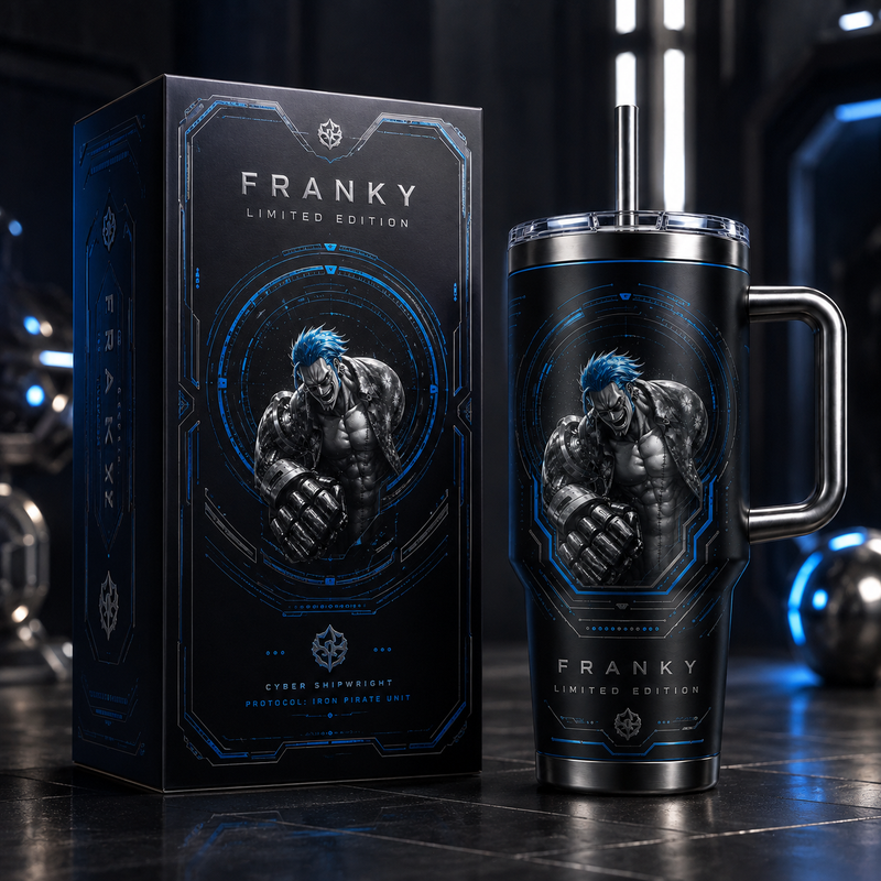 Franky - Blue Circuitry Focal Panel Tumbler