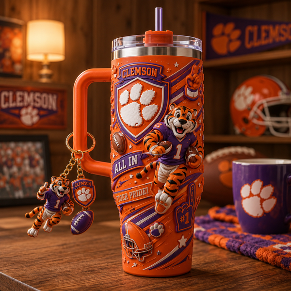 CLEM All In - Tiger Pride Collage Tumbler - main - mk-1208-1