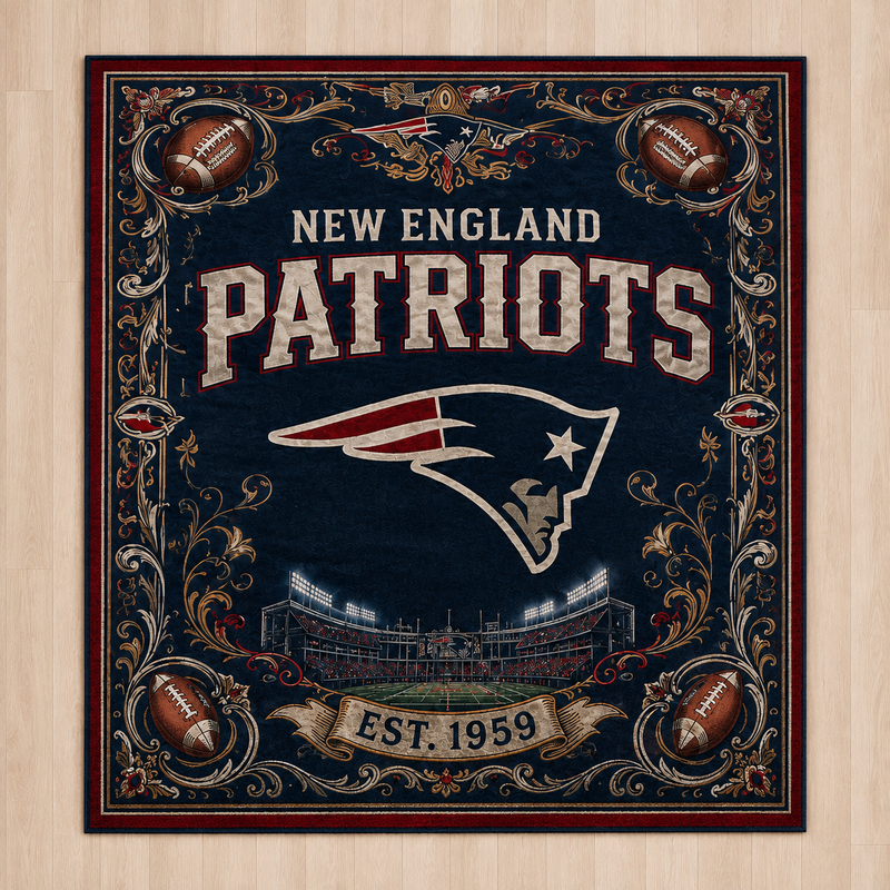 NE Heritage Crest - Vintage Bordered Statement Rug