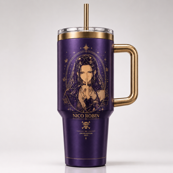 Robin Hush - Violet and Gold Portrait Tumbler - main