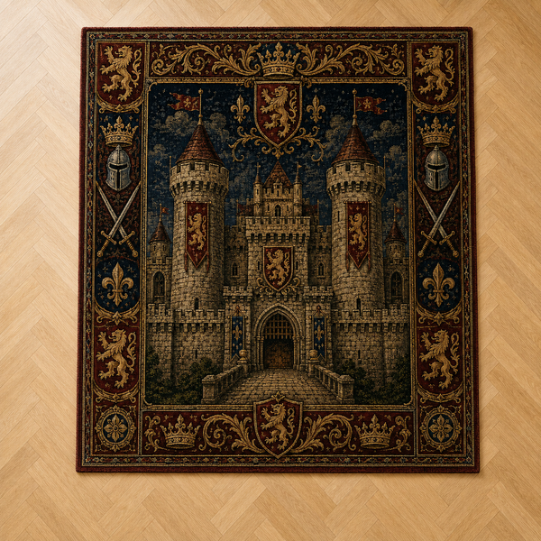 Castle and Crown - Heraldic Tapestry Rug - main