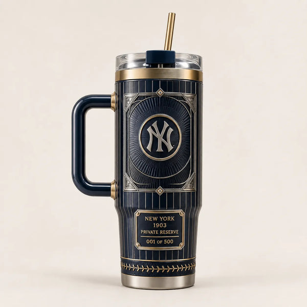 NYY Deco Crest - Navy and Gold Tumbler - main