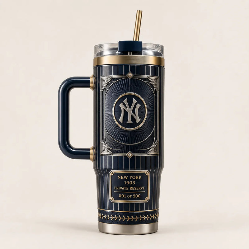 NYY Deco Crest - Navy and Gold Tumbler