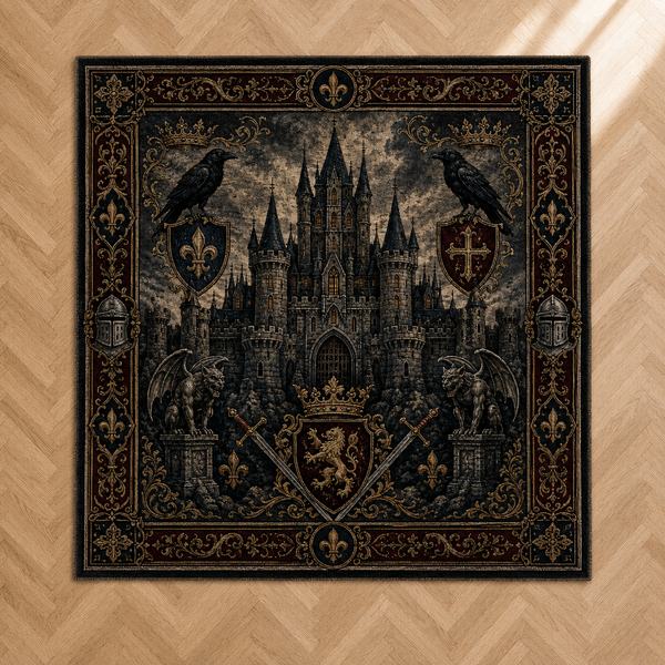 Obsidian Keep - Gothic Heraldry Statement Rug - main