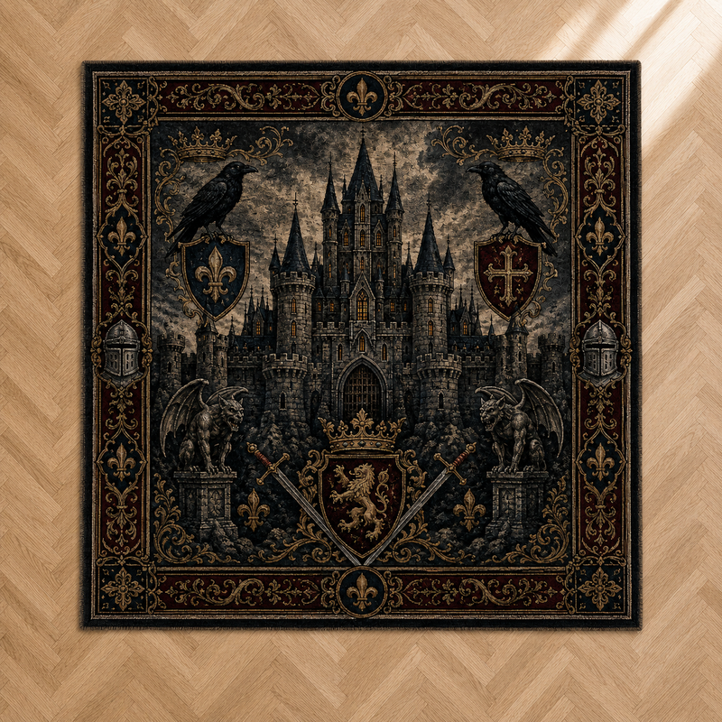 Obsidian Keep - Gothic Heraldry Statement Rug
