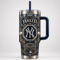 NYY Interlocked Emblem - Navy, Gilt and Ornament