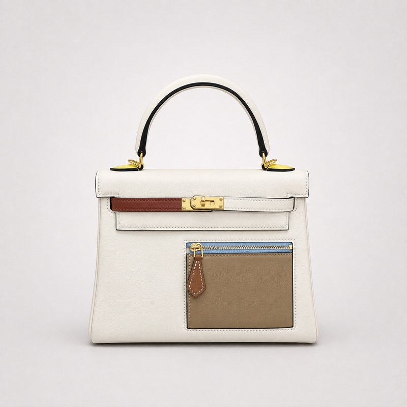 Quiet Colorblock - A Cream Handbag With Attitude in the Details