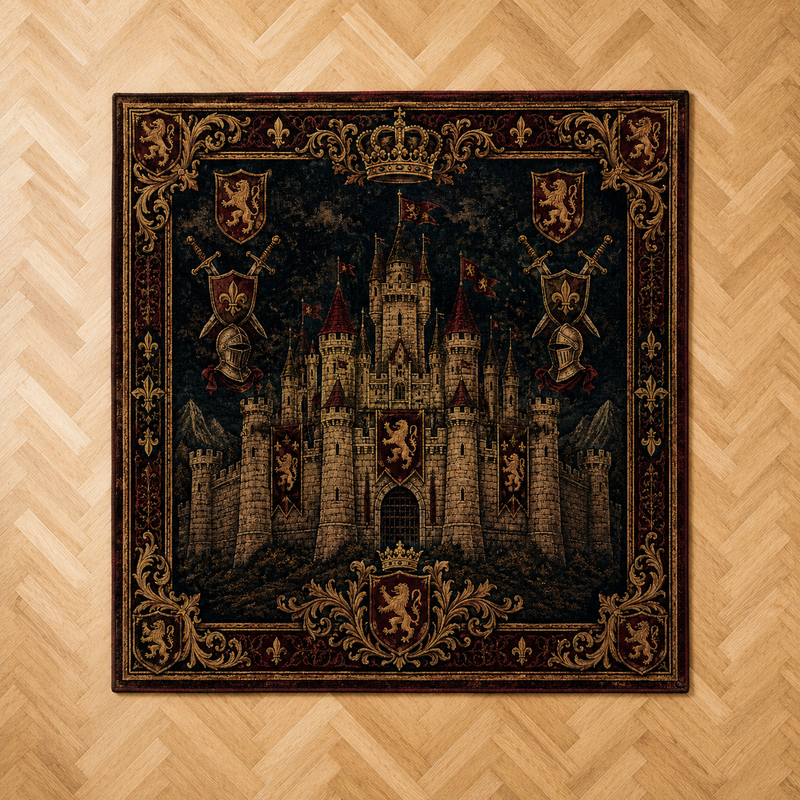 Castle of the Crimson Crest - A Heraldic Floor Composition