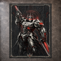 Crimson Circuit - Armored Sentinel Statement Rug