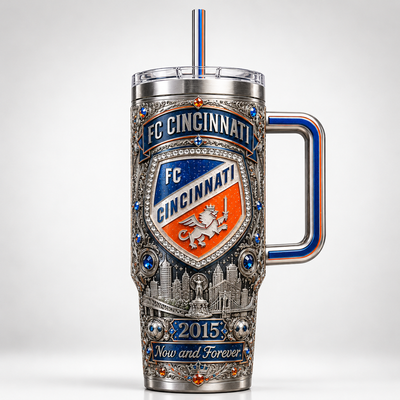 Crest and Skyline - CIN Engraved Heraldry Tumbler
