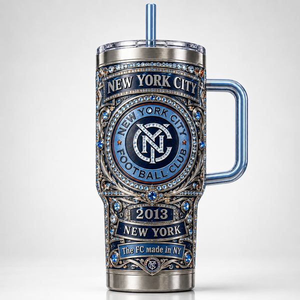 NYC Heraldic Crest - Ornamental Blue Tumbler - main