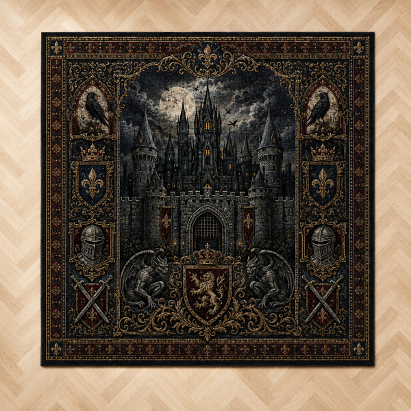 Gothic Keep - Moonlit Castle Heraldic Statement Rug - main