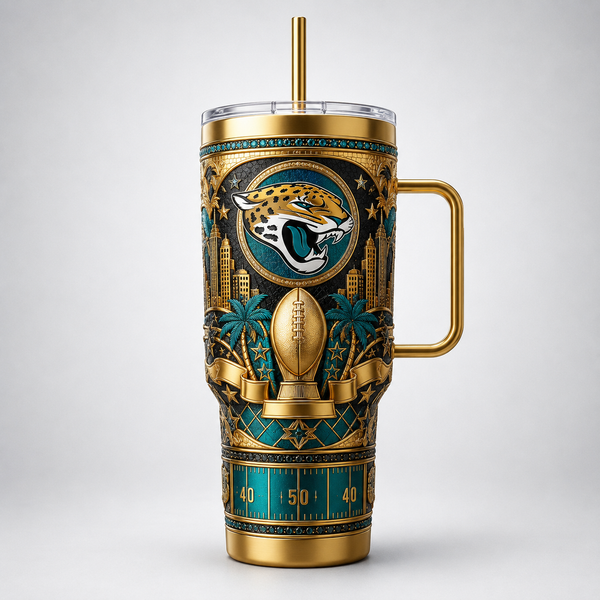JAX Gilded Relief - Teal and Gold Emblem Tumbler - main