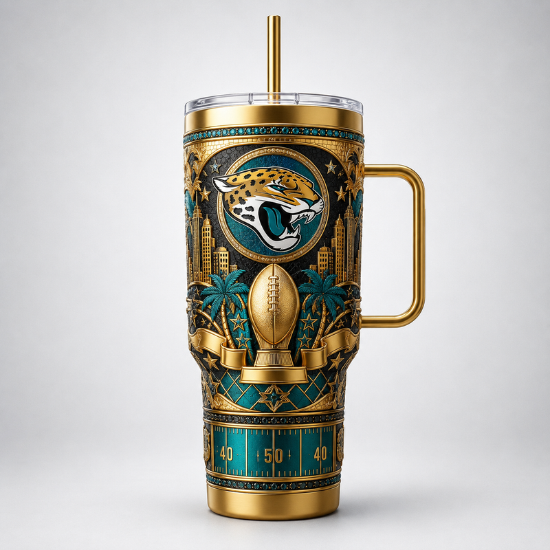 JAX Gilded Relief - Teal and Gold Emblem Tumbler