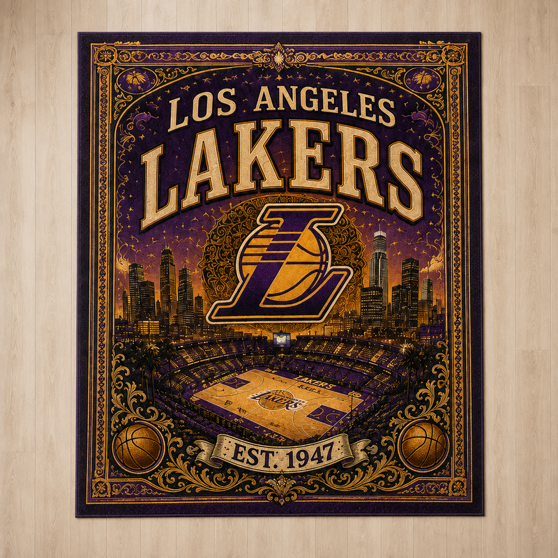 LAL Gold Filigree Court - Vintage Poster Statement Rug