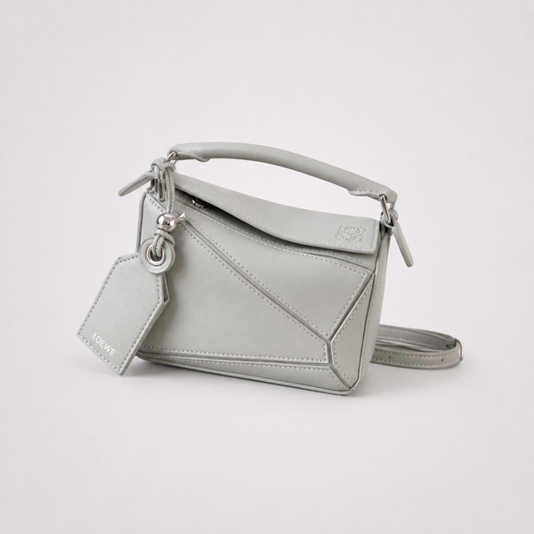 LW Geometric Panels - Soft Grey Statement Handbag - main