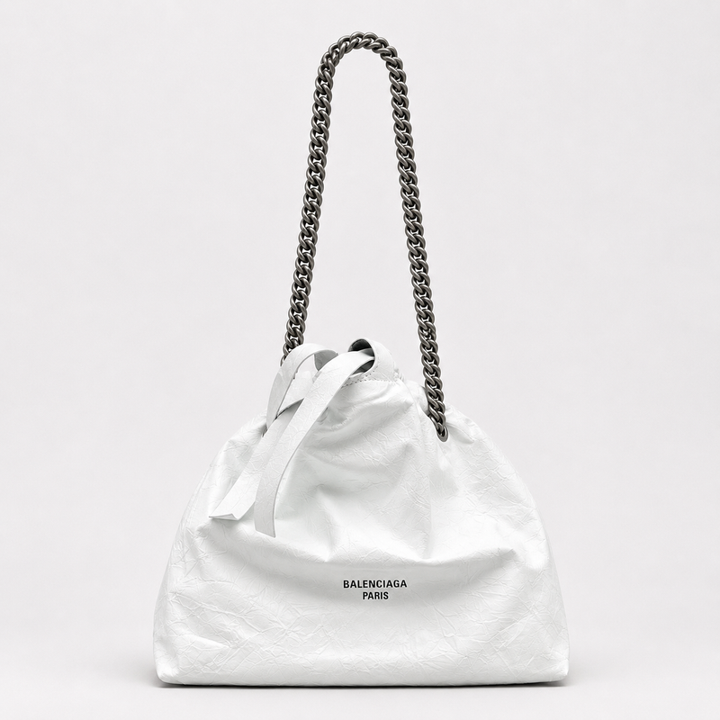 BL Paris Wordmark - Crinkled White Minimalist Handbag
