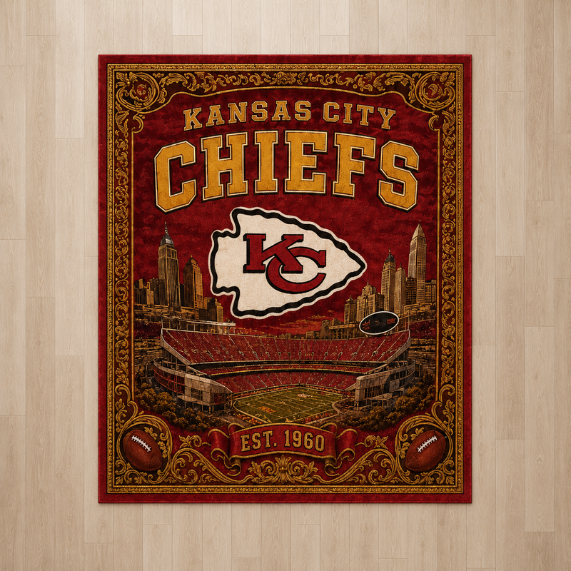 KC Vintage Poster Statement Rug - Arrowhead, Skyline, Stadium