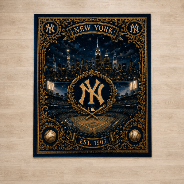 NYY Midnight Skyline - Gilded Medallion Statement Rug - main
