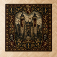 Castle and Crown - A Heraldic Study in Gold and Deep Crimson