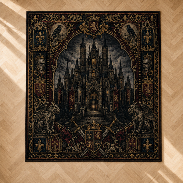 Obsidian Cathedral - Gothic Heraldry Statement Rug - main