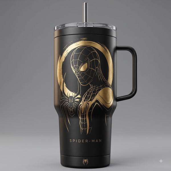 Spidey Gold Halo - Obsidian Graphic Tumbler - main
