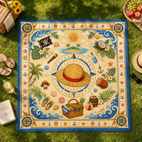 Luffy Straw Hat Compass Rose Adventure Rug - main