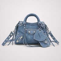 BL Indigo Wash - Studded Form and Quiet Structure Handbag