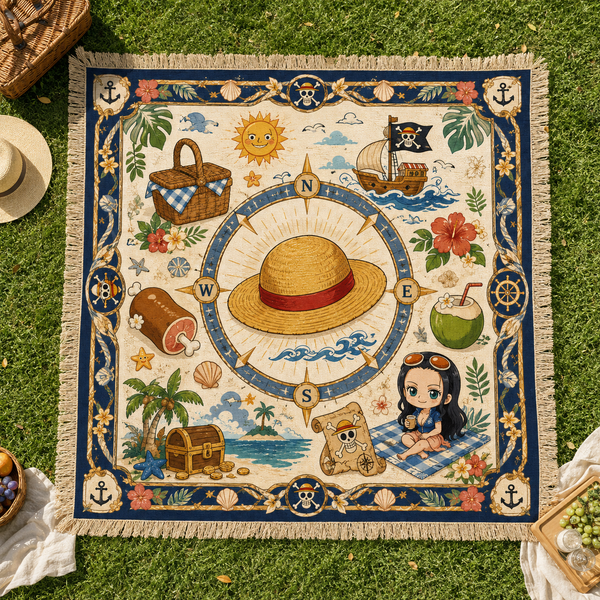 Robin's Compass Picnic - Straw Hat Medallion Rug - main
