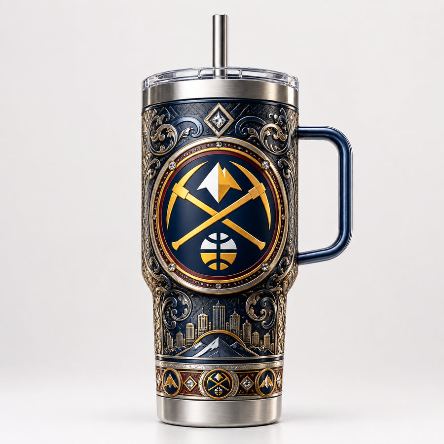 DEN Crossed Pickaxe Crest - An Ornamental Study in Navy and Gold - main