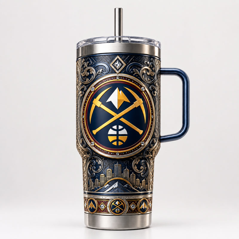 DEN Crossed Pickaxe Crest - An Ornamental Study in Navy and Gold
