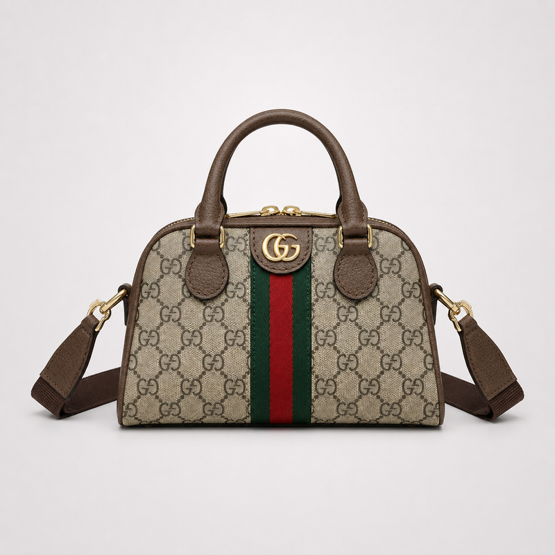 GC Green-Red Stripe - Monogram Statement Handbag