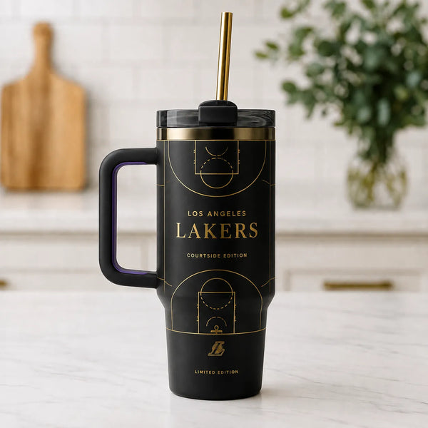 LAL Courtside Linework - Gold on Black Tumbler - main
