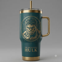 Emerald Engraving - Hulk Medallion Tumbler in Teal and Gold