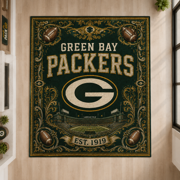 GB Heritage Emblem - Vintage Gridiron Statement Rug - main