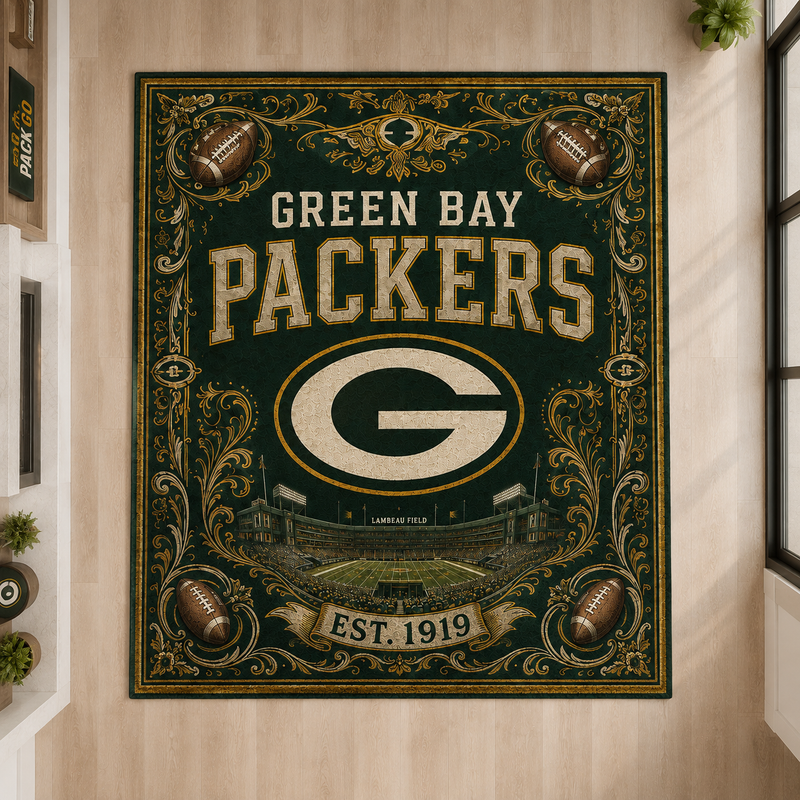 GB Heritage Emblem - Vintage Gridiron Statement Rug