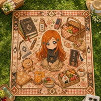 Orihime Sakura Picnic - Centered Medallion Illustrated Rug