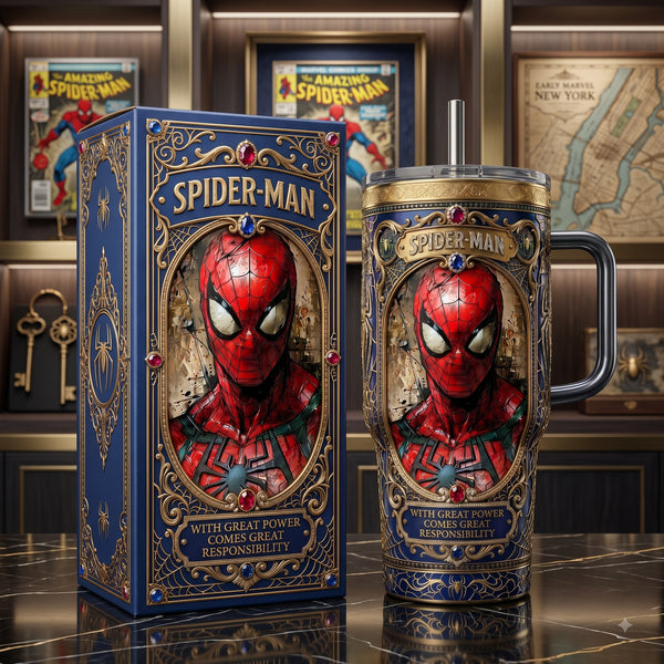 Gilded Chapter - Spidey in Ornate Storybook Blue - main - mk-1608-1