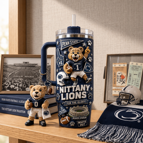 PSU Spirit Collage - Mascot, Pennants and Navy Typography Tumbler - main - 73b7-453f-94a5-ea6eca8a952f