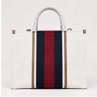 GC Web Stripe Calm - Cream Canvas Statement Handbag