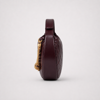 CC Quilted Crescent - Burgundy Chain-Line Statement Handbag