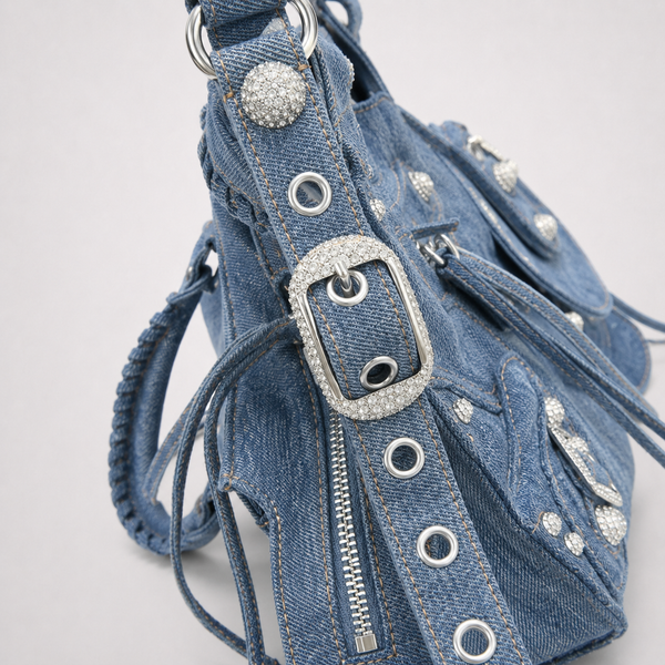 BL Indigo Wash - Studded Form and Quiet Structure Handbag - main - 01