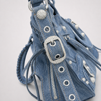 BL Indigo Wash - Studded Form and Quiet Structure Handbag