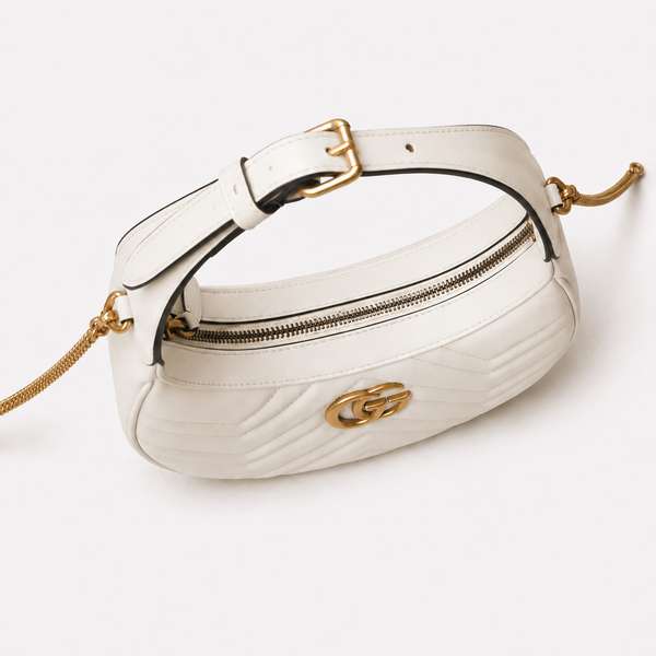 GC Ivory Half-Moon - Chevron Quilted Statement Handbag - main - 01