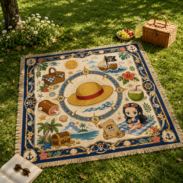 Robin's Compass Picnic - Straw Hat Medallion Rug - main