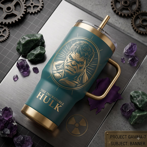 Emerald Engraving - Hulk Medallion Tumbler in Teal and Gold - main