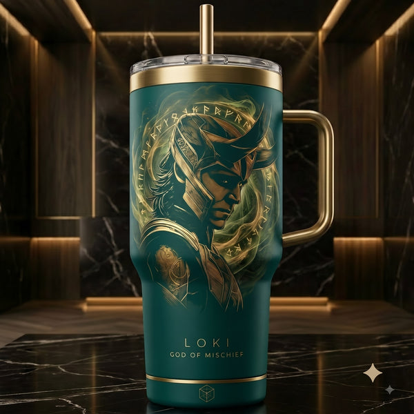 Loki - Emerald Rune Portrait Tumbler - main