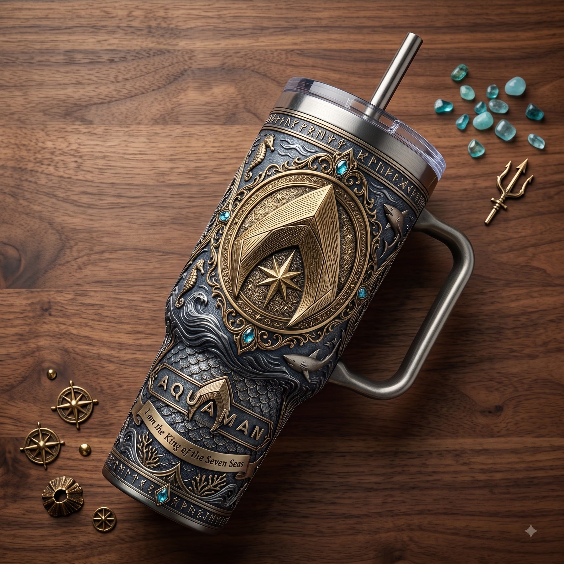 AQ Seven Seas Crest - Ornate Heraldic Tumbler - main