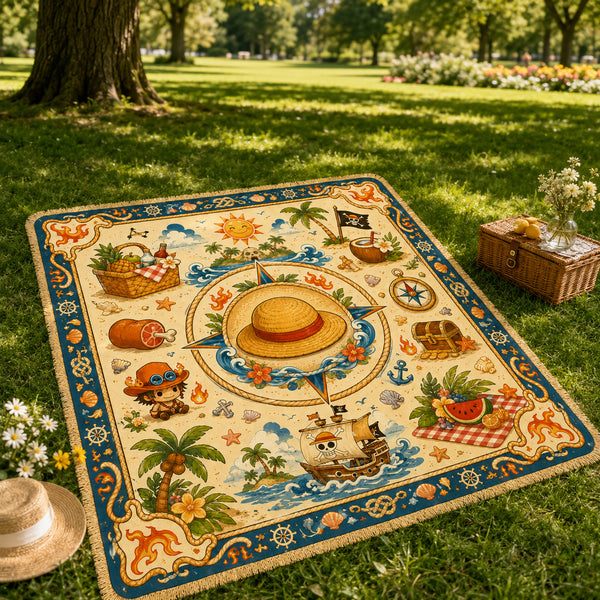 Straw Hat Compass - A Centered Voyage in Cream and Blue - main
