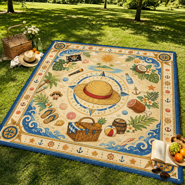 Luffy Straw Hat Compass Rose Adventure Rug - main